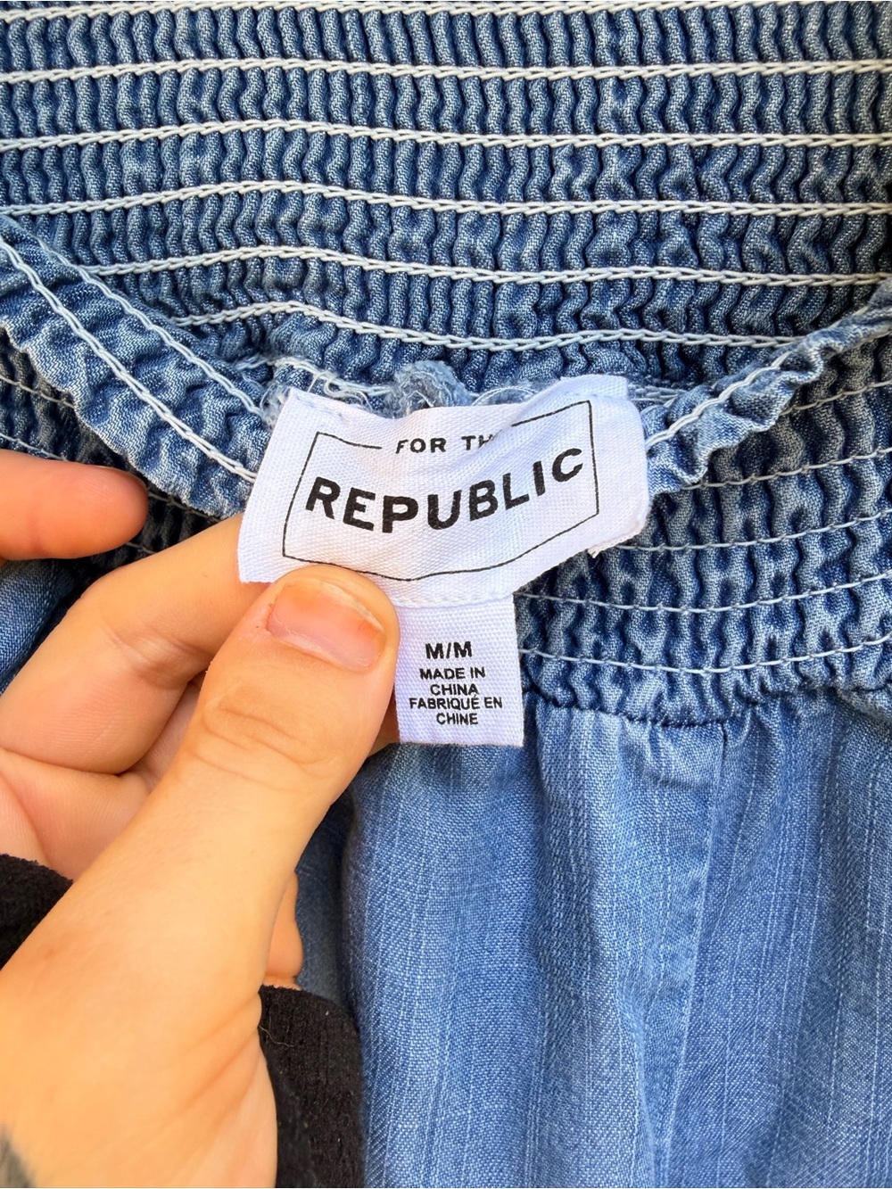 For The Republic Light Blue Smocked Waist Wide Leg Pants - Picture 3 of 3